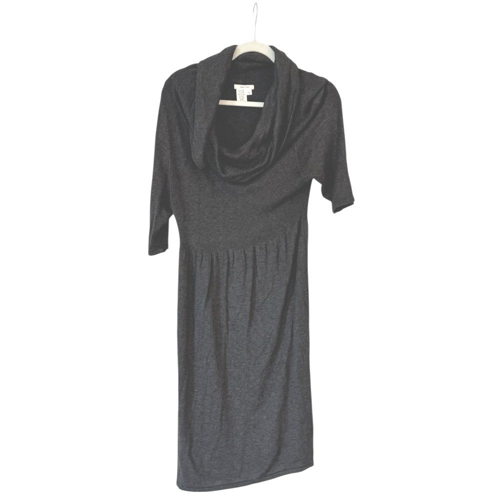 Sophie Max Charcoal Grey Cowl Neck Empire Waist Sweater Dress XL 1B11250